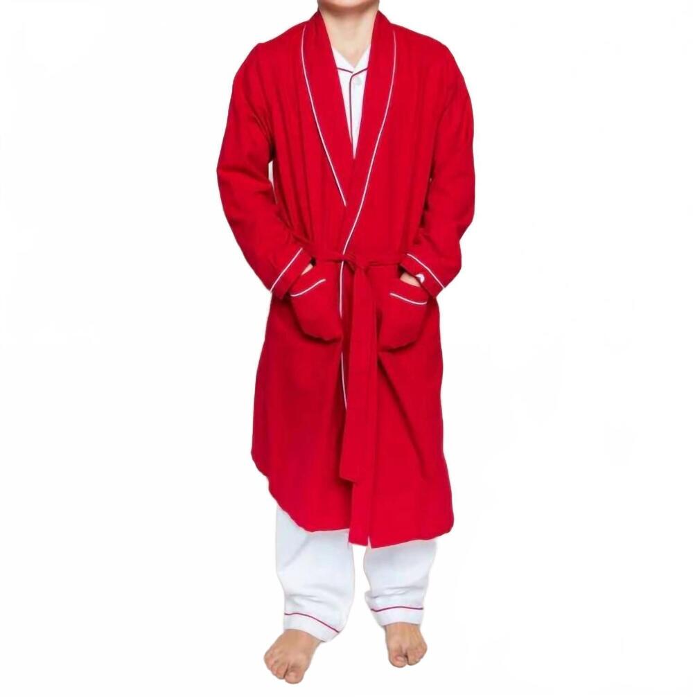 NEW PETITE PLUME kid's long sleeve flannel robe in red